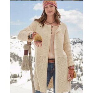 Sundance Womens Neve duster Cardigan Sweater chunky size  XL Wool Blend Beige